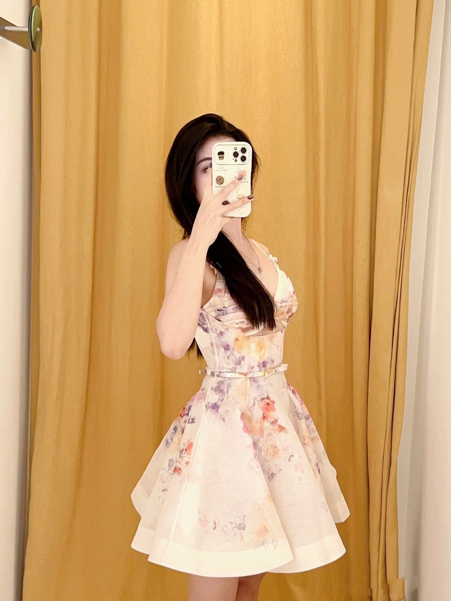 Sexy A Line Spaghetti Straps Pink Floral Short Summer Birthday Dress Hoco Dress Birthday Outfit 18th Birthday Mini Party Dresses DP1051