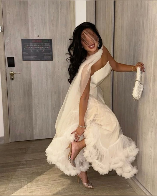 Cute Ball Gown Strapless Ivory Long Birthday Dress Prom Dress Baddie Summer Birthday Outfit DP1066