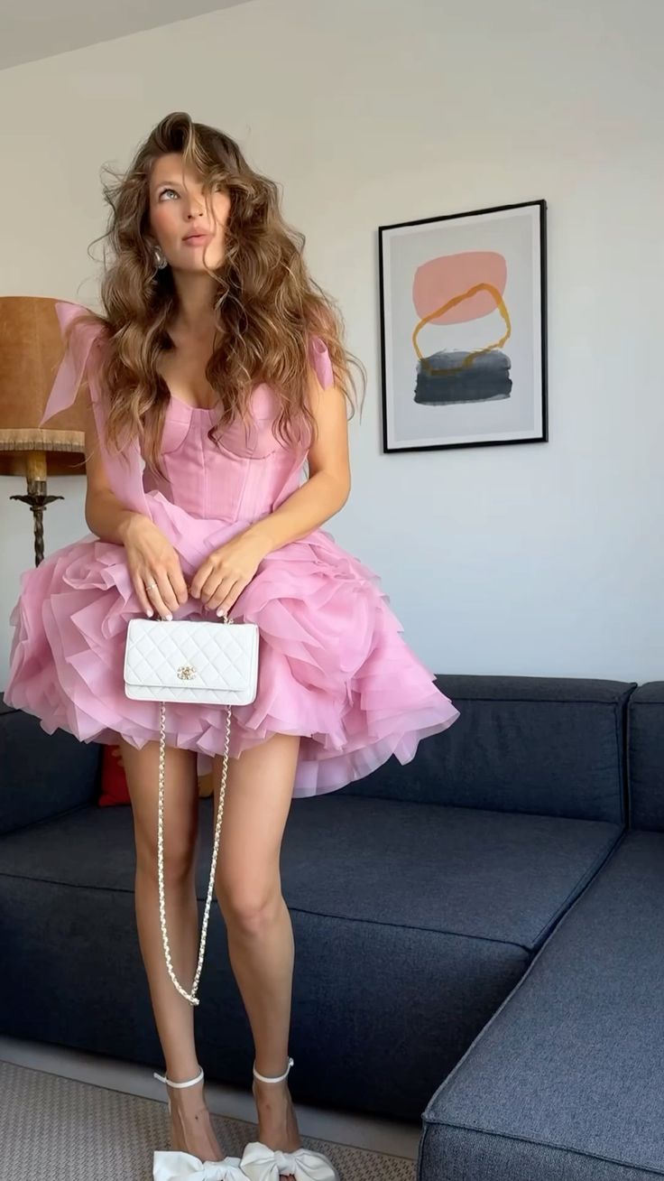 Sexy Ball Gown Straps Pink Tulle Short Summer Birthday Dress Hoco Dress Birthday Outfit 18th Birthday Mini Party Dresses DP1079