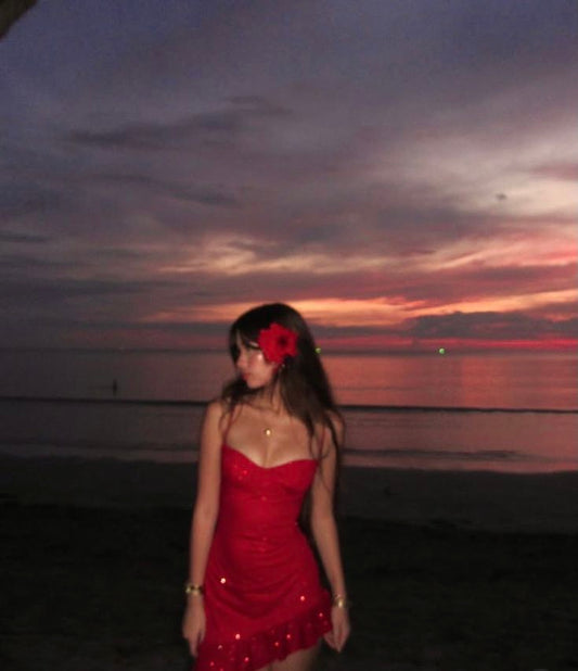 Sexy Sheath Spaghetti Straps Red Sequin Short Summer Birthday Dress Hoco Dress Birthday Outfit 18th Birthday Mini Party Dresses DP1089