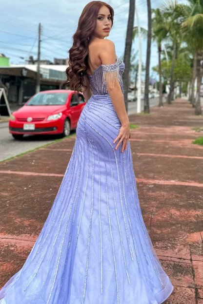 Sexy Mermaid Off The Shoulder Champagne Long Birthday Dress Prom Dress Baddie Summer Birthday Outfit DP1120