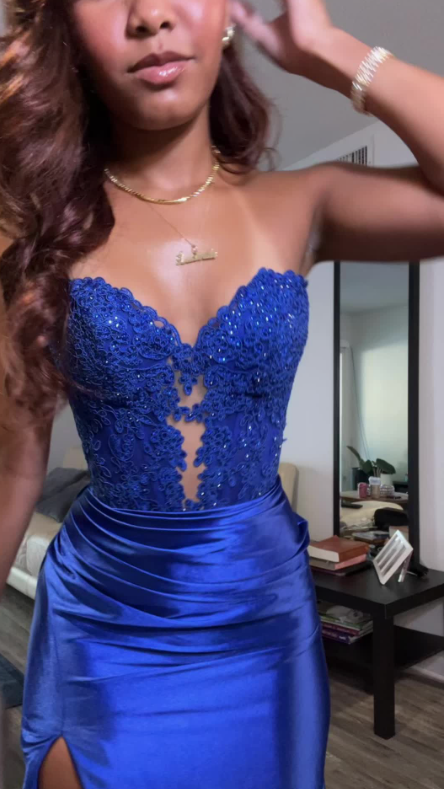 Elegant Sheath Royal Blue Sweetheart Long Birthday Dress Prom Dress Baddie Summer 20th Birthday Outfit DP1122