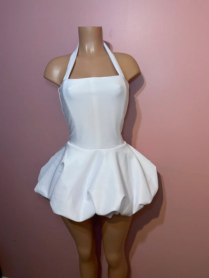 Sexy A Line Halter White Satin Short Summer Birthday Dress Hoco Dress Birthday Outfit 16th Birthday Mini Party Dresses DP1173