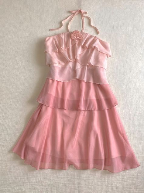 Pretty A line Halter Pink Ruffles Chiffon Sleeveless Summer Birthday Dress Hoco Dress Birthday Outfit 19th Birthday Mini Cocktail Dresses DP1176