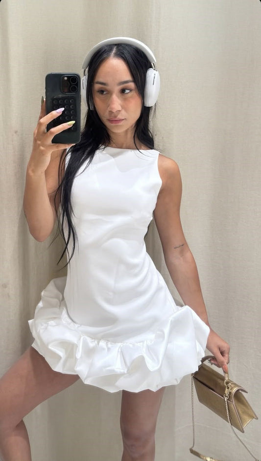 Simple A Line Scoop White Satin Short Summer Birthday Dress Hoco Dress Birthday Outfit 16th Birthday Mini Party Dresses DP1252