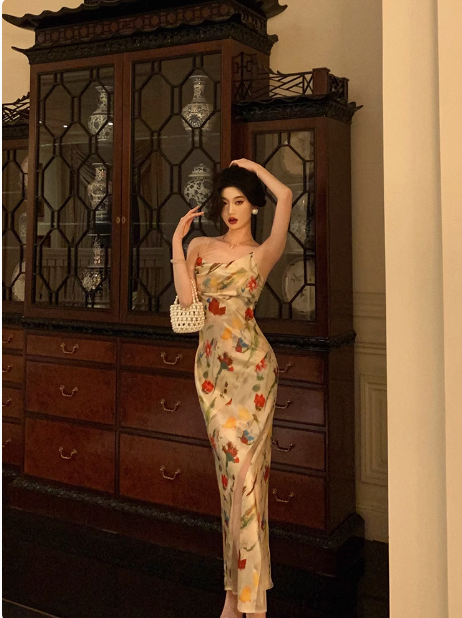 Classy Mermaid Pink Floral Long 18th Birthday Dress Party Gown 21st Birthday Outfits Birthday Dress Ideas For Women DP1282