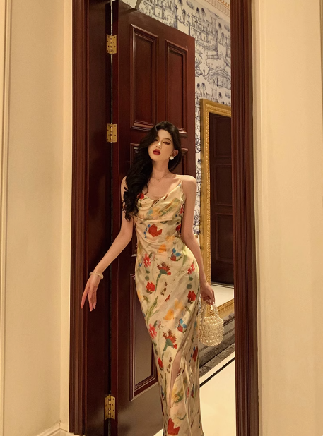 Classy Mermaid Pink Floral Long 18th Birthday Dress Party Gown 21st Birthday Outfits Birthday Dress Ideas For Women DP1282