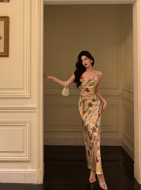 Classy Mermaid Pink Floral Long 18th Birthday Dress Party Gown 21st Birthday Outfits Birthday Dress Ideas For Women DP1282