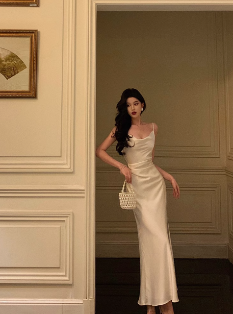 Elegant Mermaid Satin Ivory Sleeveless 21st Birthday Dress Party Gown Birthday Outfits Birthday Dress Ideas For Women DP1289