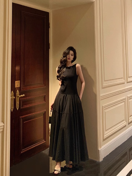 Elegant A line Black Sleeveless 21st Birthday Dress Party Gown Birthday Outfits Birthday Dress Ideas For Women DP1290