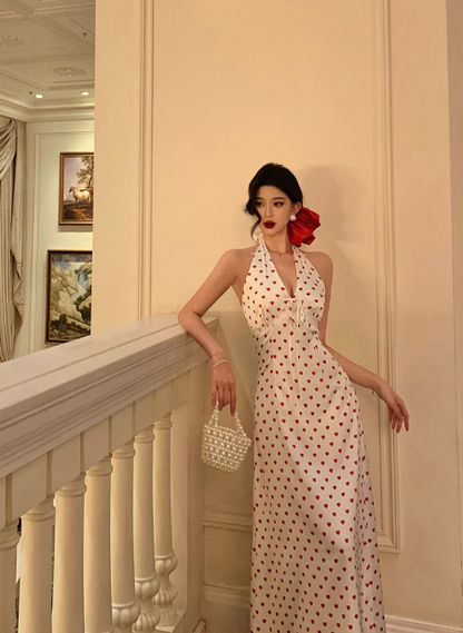 Elegant A line White Polka Dots Sleeveless 21st Birthday Dress Party Gown Birthday Outfits Birthday Dress Ideas For Women DP1291