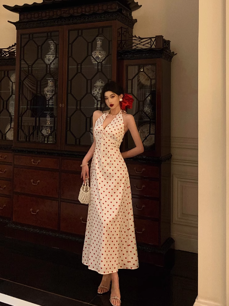Elegant A line White Polka Dots Sleeveless 21st Birthday Dress Party Gown Birthday Outfits Birthday Dress Ideas For Women DP1291