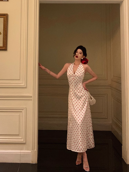 Elegant A line White Polka Dots Sleeveless 21st Birthday Dress Party Gown Birthday Outfits Birthday Dress Ideas For Women DP1291