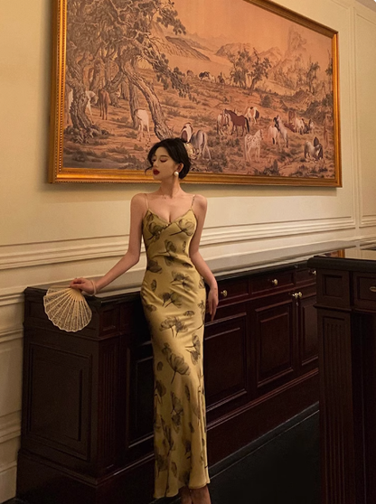 Elegant Mermaid Yellow Floral Sleeveless 21st Birthday Dress Party Gown Birthday Outfits Birthday Dress Ideas For Women DP1299