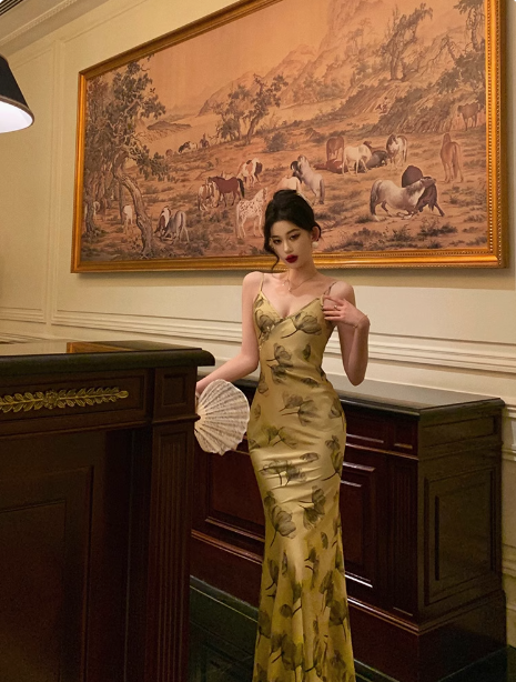 Elegant Mermaid Yellow Floral Sleeveless 21st Birthday Dress Party Gown Birthday Outfits Birthday Dress Ideas For Women DP1299