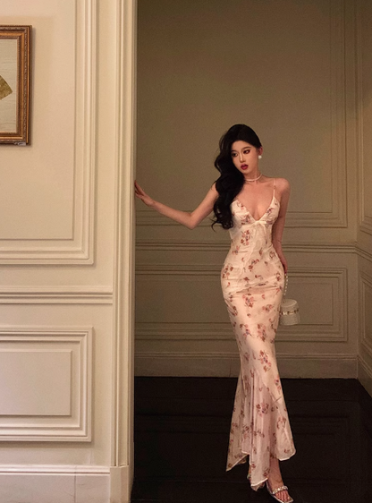 Sexy Mermaid Pink Floral Spaghetti Straps 18th Birthday Dress Party Gown Birthday Outfits Birthday Dress Ideas For Women DP1300