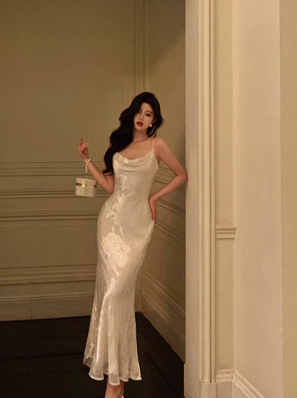 Elegant Mermaid White Floral Sleeveless 21st Birthday Dress Party Gown Birthday Outfits Birthday Dress Ideas For Women DP1301