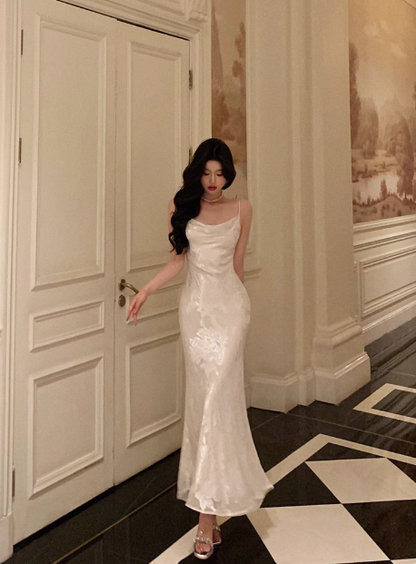 Elegant Mermaid White Floral Sleeveless 21st Birthday Dress Party Gown Birthday Outfits Birthday Dress Ideas For Women DP1301