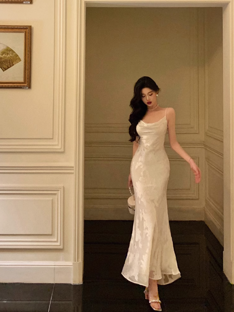 Elegant Mermaid White Floral Sleeveless 21st Birthday Dress Party Gown Birthday Outfits Birthday Dress Ideas For Women DP1301