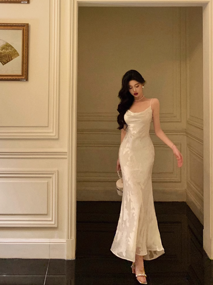 Elegant Mermaid White Floral Sleeveless 21st Birthday Dress Party Gown Birthday Outfits Birthday Dress Ideas For Women DP1301