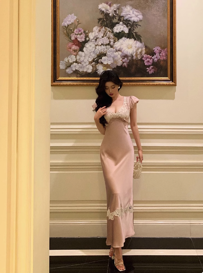 Classy Sheath Pink Satin Long 18th Birthday Dress Party Gown 21st Birthday Outfits Birthday Dress Ideas For Women DP1314