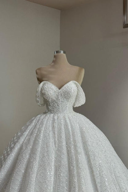 Glitter Sequined Designer Wedding Dresses Ball Gown Off The Shoulder Sequin Wedding Dress Bridal Gowns DP1334