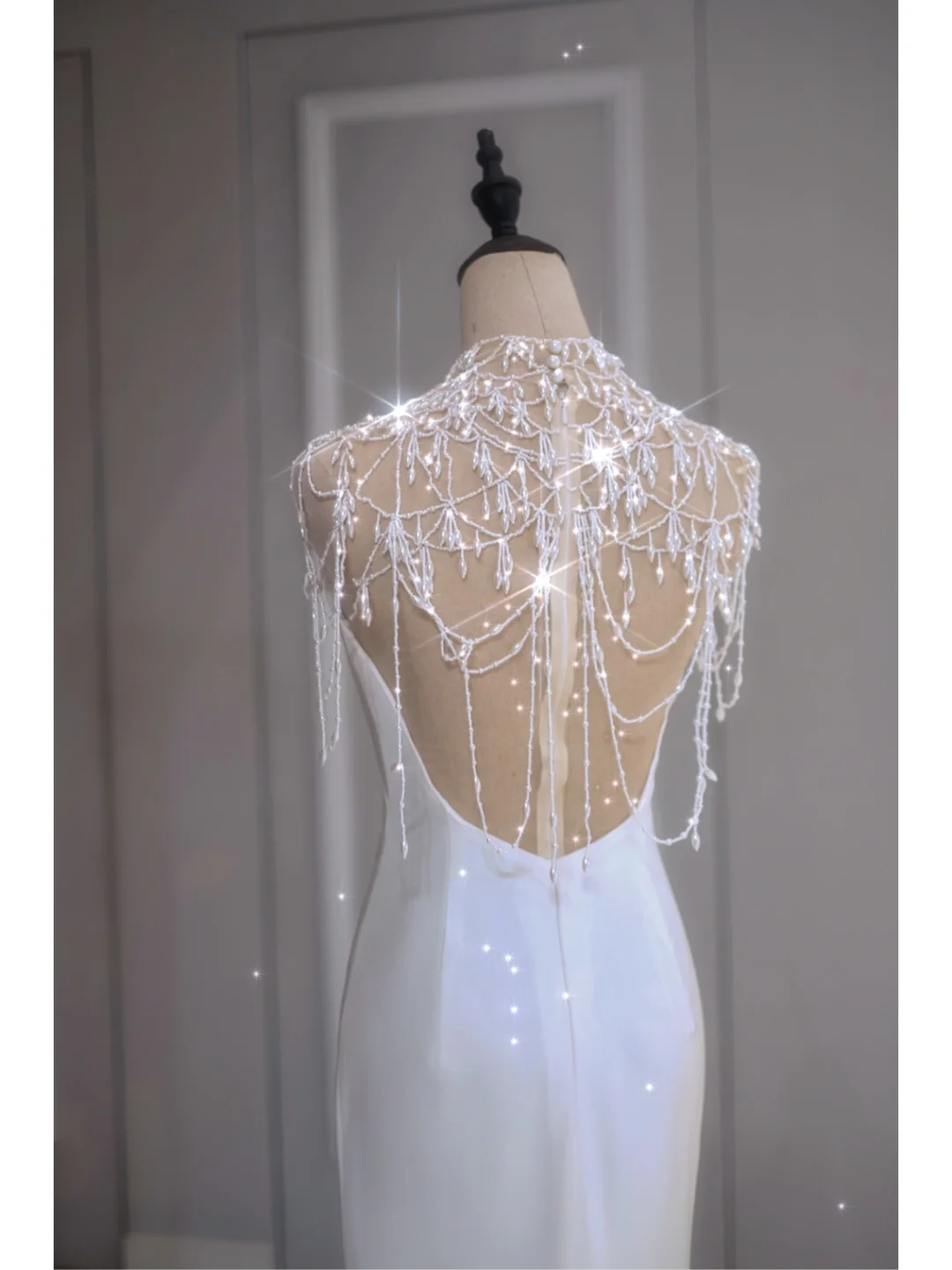 Ethereal Wedding Dress Mermaid High Neck Long White Wedding Dresses Bridal Gowns DP1351