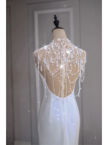 Ethereal Wedding Dress Mermaid High Neck Long White Wedding Dresses Bridal Gowns DP1351