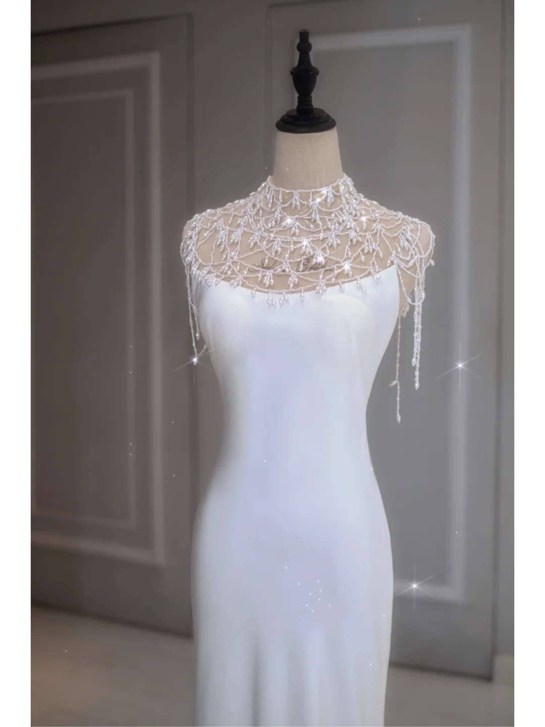 Ethereal Wedding Dress Mermaid High Neck Long White Wedding Dresses Bridal Gowns DP1351