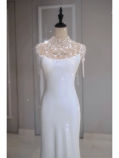 Ethereal Wedding Dress Mermaid High Neck Long White Wedding Dresses Bridal Gowns DP1351