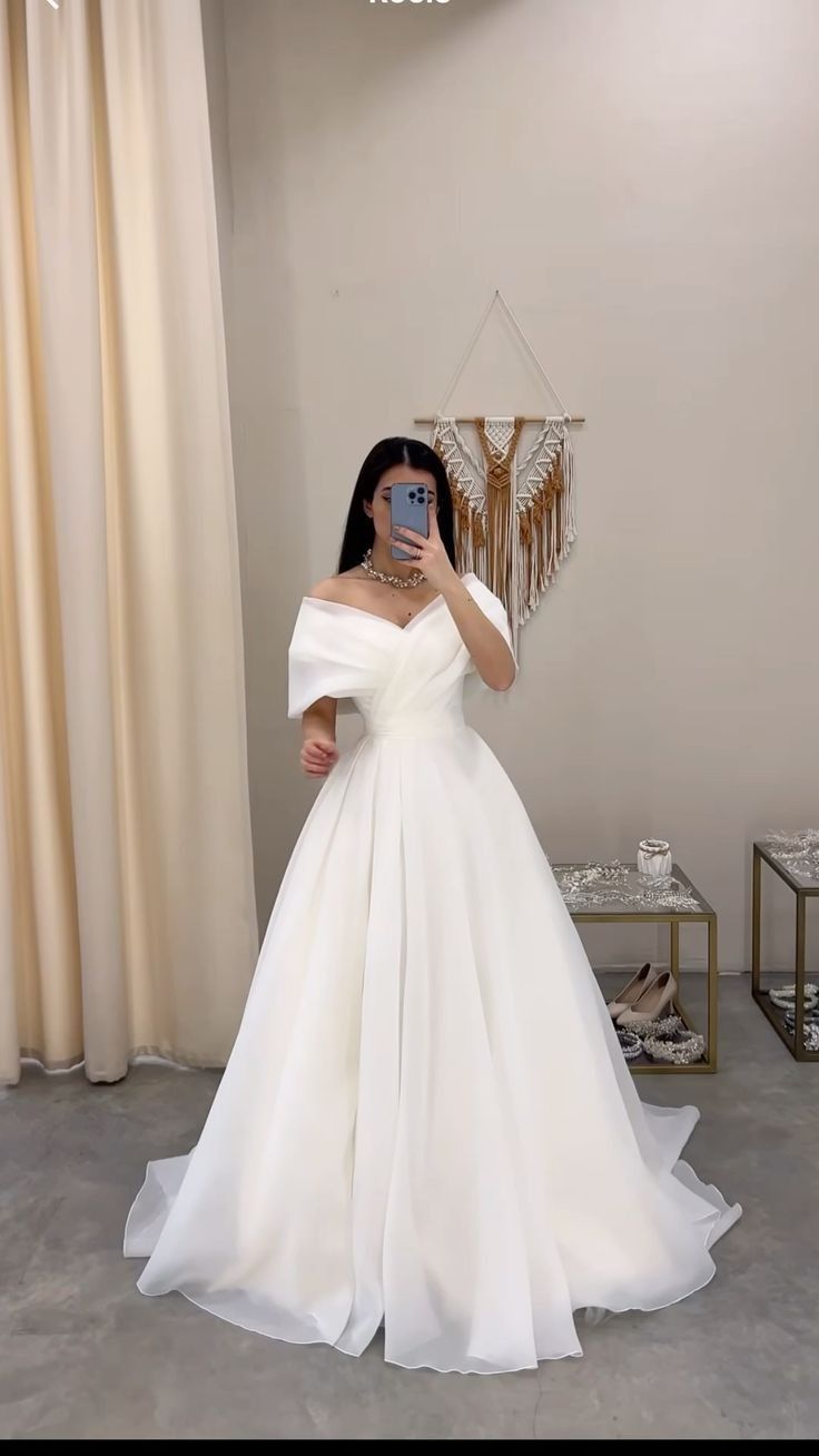 Simple Wedding Dress Ball Gown Off The Shoulder White Long Wedding Dresses Bridal Gowns DP1379