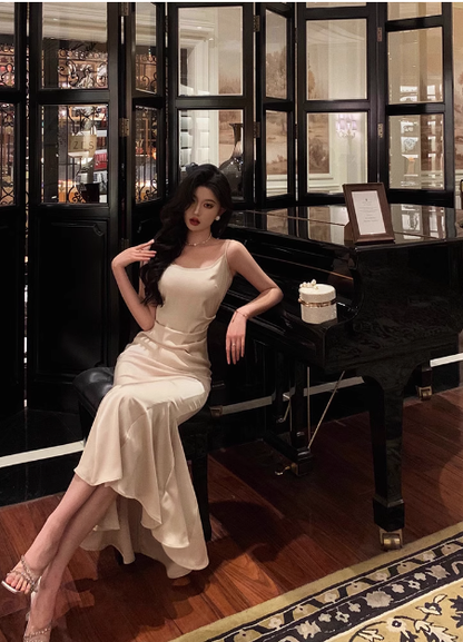 Classy Mermaid Spaghetti Straps Satin Long 18th Birthday Dress Party Gown 21st Birthday Outfits Birthday Dress Ideas For Women DP1382