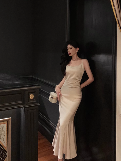 Classy Mermaid Spaghetti Straps Satin Long 18th Birthday Dress Party Gown 21st Birthday Outfits Birthday Dress Ideas For Women DP1382