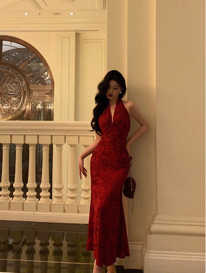 Elegant Sheath Halter Sleeveless Burgundy 21st Birthday Dress Party Gown Birthday Outfits Birthday Dress Ideas For Women DP1385