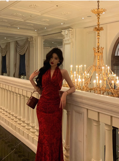 Elegant Sheath Halter Sleeveless Burgundy 21st Birthday Dress Party Gown Birthday Outfits Birthday Dress Ideas For Women DP1385