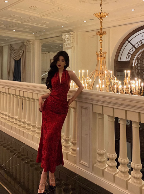 Elegant Sheath Halter Sleeveless Burgundy 21st Birthday Dress Party Gown Birthday Outfits Birthday Dress Ideas For Women DP1385