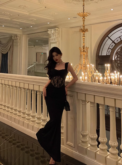 Classy Mermaid Straps Black Long 18th Birthday Dress Party Gown 21st Birthday Outfits Birthday Dress Ideas For Women DP1392