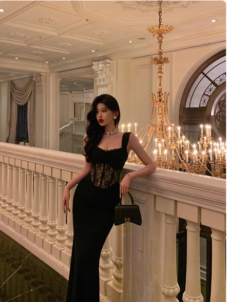 Classy Mermaid Straps Black Long 18th Birthday Dress Party Gown 21st Birthday Outfits Birthday Dress Ideas For Women DP1392