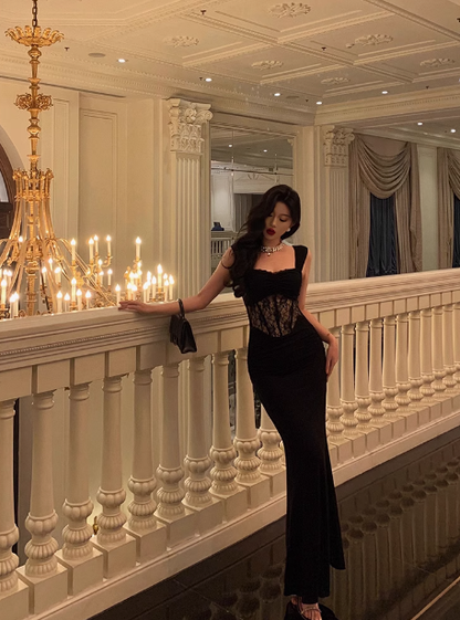 Classy Mermaid Straps Black Long 18th Birthday Dress Party Gown 21st Birthday Outfits Birthday Dress Ideas For Women DP1392