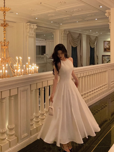 Elegant A Line White Sleeveless 23rd Birthday Dress Party Gown Birthday Outfits Birthday Dress Ideas For Women DP1411