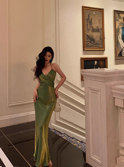 Elegant Sheath Spaghetti Straps Green Sleeveless Burgundy 23rd Birthday Dress Party Gown Birthday Outfits Birthday Dress Ideas For Women DP1413