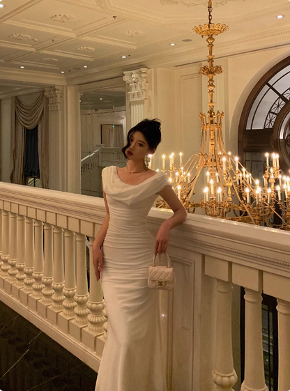 Elegant Sheath Spaghetti Straps White Sleeveless 23rd Birthday Dress Party Gown Birthday Outfits Birthday Dress Ideas For Women DP1414