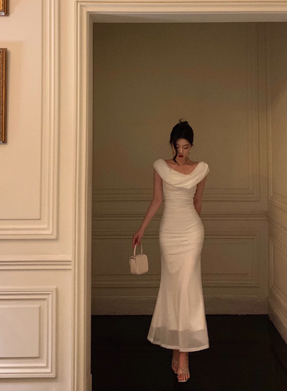 Elegant Sheath Spaghetti Straps White Sleeveless 23rd Birthday Dress Party Gown Birthday Outfits Birthday Dress Ideas For Women DP1414