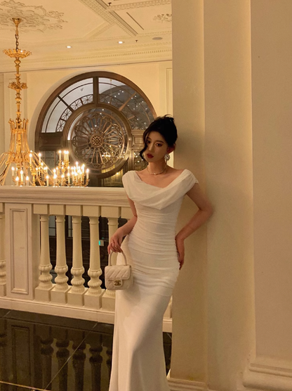 Elegant Sheath Spaghetti Straps White Sleeveless 23rd Birthday Dress Party Gown Birthday Outfits Birthday Dress Ideas For Women DP1414