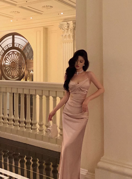 Elegant Sheath Spaghetti Straps Pink Satin Sleeveless 23rd Birthday Dress Party Gown Birthday Outfits Birthday Dress Ideas For Women DP1421