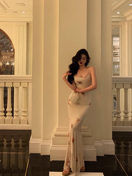 Elegant Sheath Spaghetti Straps Floral White 21st Birthday Dress Party Gown Birthday Outfits Birthday Dress Ideas For Women DP1422