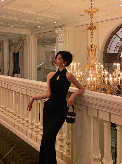 Elegant Mermaid High Neckline Black Sleeveless 23rd Birthday Dress Party Gown Birthday Outfits Birthday Dress Ideas For Women DP1425