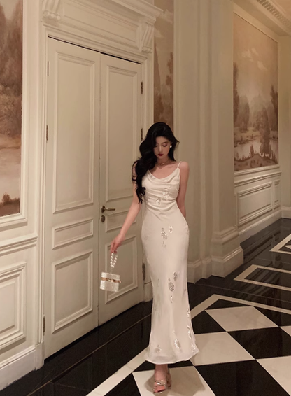 Elegant Sheath Spaghetti Straps White 21st Birthday Dress Party Gown Birthday Outfits Birthday Dress Ideas For Women DP1428