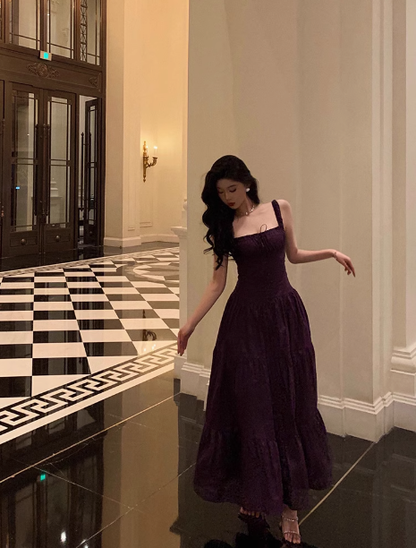 Elegant A Line Square Grape Sleeveless 23rd Birthday Dress Party Gown Birthday Outfits Birthday Dress Ideas For Women DP1429