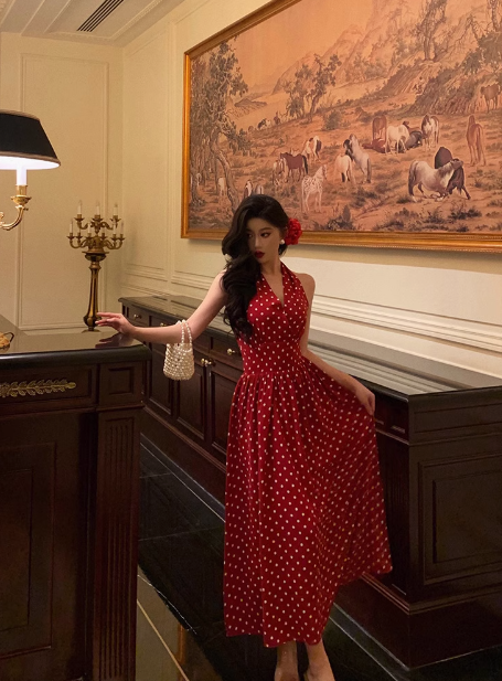 Elegant A line Halter Red 21st Birthday Dress Party Gown Birthday Outfits Birthday Dress Ideas For Women DP1434